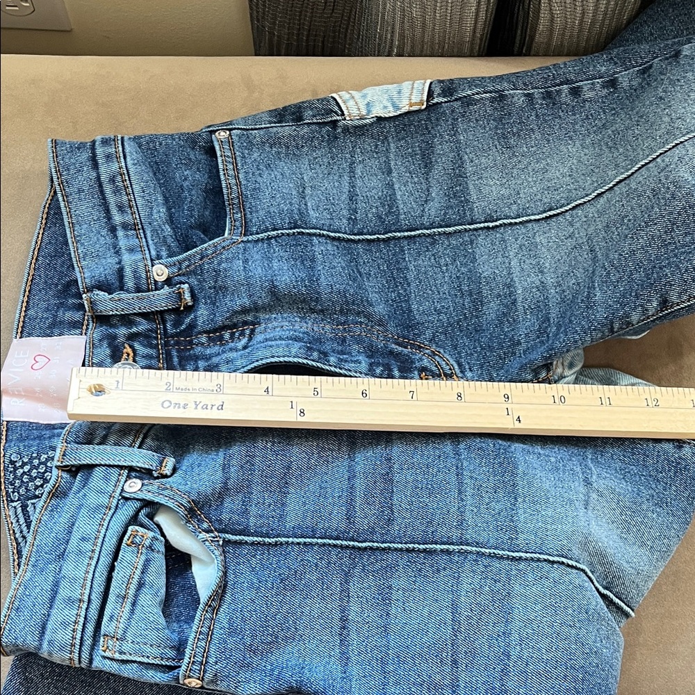 REVICE Two-Tone Blue High Rise Patchwork Jeans - Picture 8 of 16